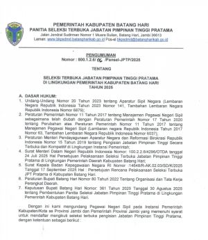  Pemkab Batang Hari Buka Seleksi JPT Pratama