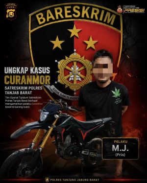  Sigap! Tim Opsnal Polres Tanjab Barat Ringkus MJ, Motor CRF Curian Dijual Rp5 Juta