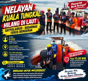 Nelayan Kuala Tungkal Hilang di Laut, Satpolairud-Basarnas Terus Bergerak